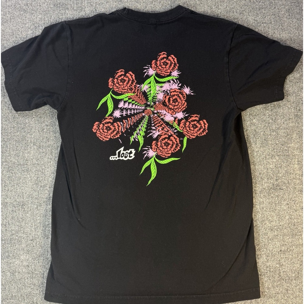 Y2K Lost Enterprises Floral Graphic T Shirt Black Skate Surf Mens Small